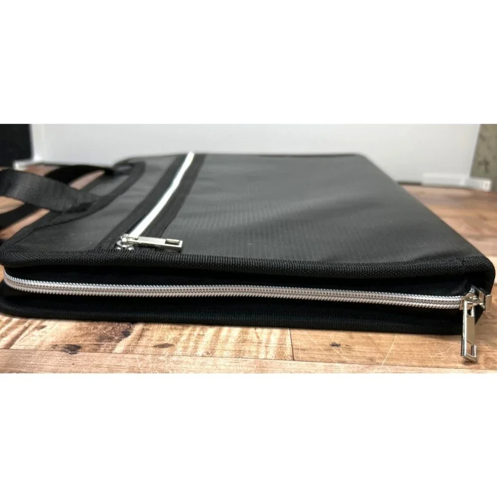 Professional Black Expandable Document Organizer With Zipper Closure